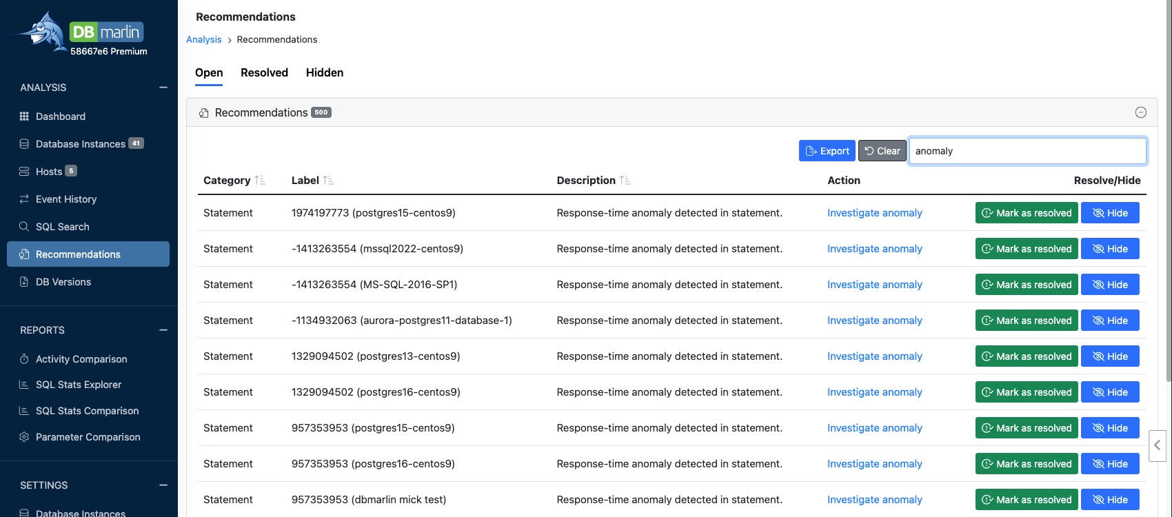 Anomaly Recommendations